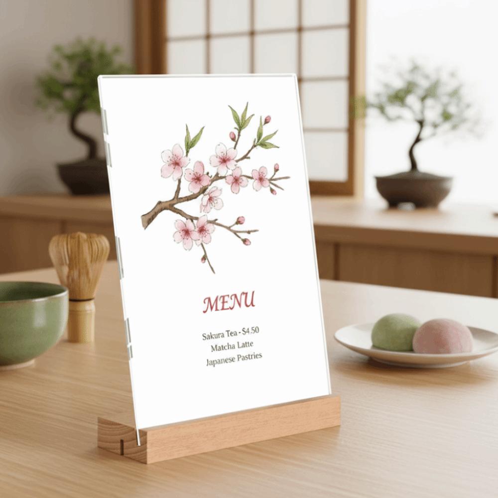 Slant/straight Groove Menu Paper Display Stand 2 Uses A4 Menu Sign Holder Reusable Waterproof Acrylic Table Number Holder Hotel
