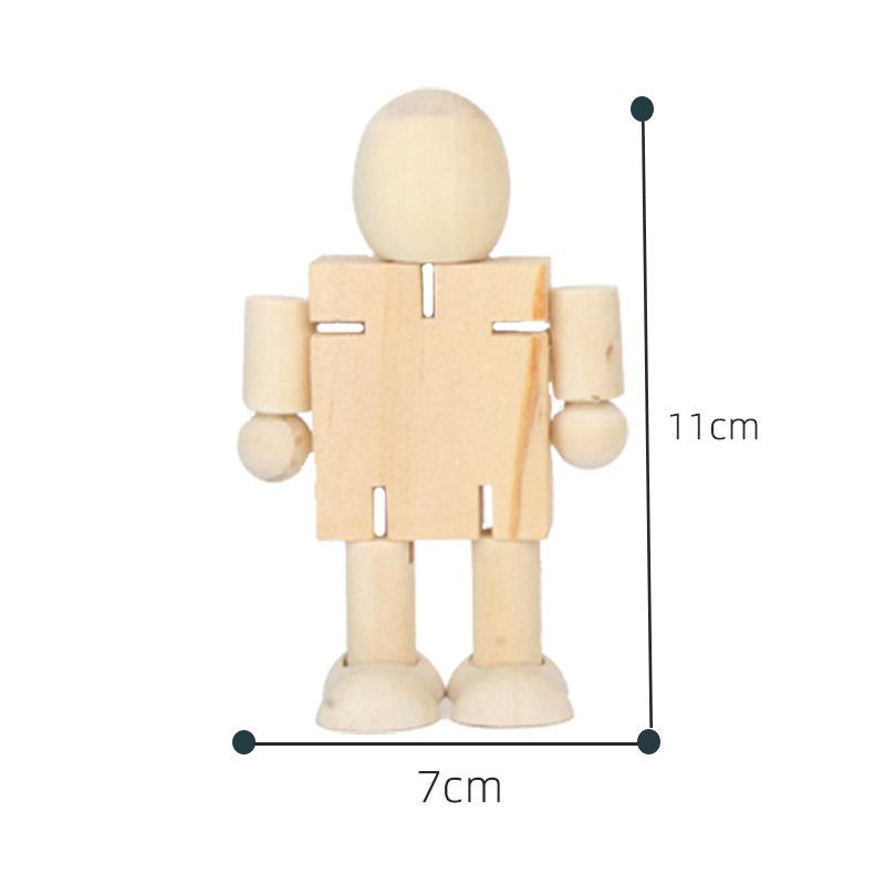 Wooden DIY Jointed Puppet: Kids' Painting Graffiti Robot Toy