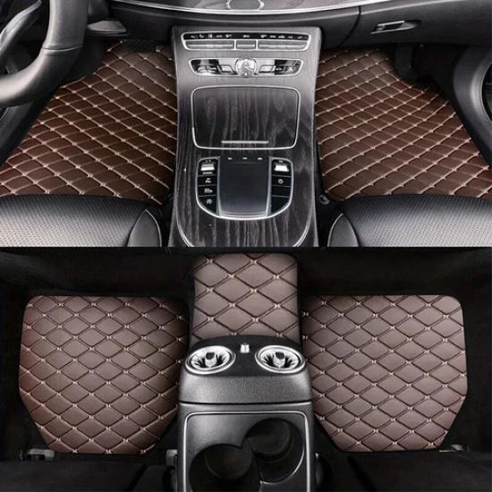 5Pcs Car Floor Mats PU Leather Waterproof Dust-Proof Auto Carpet Protector pads