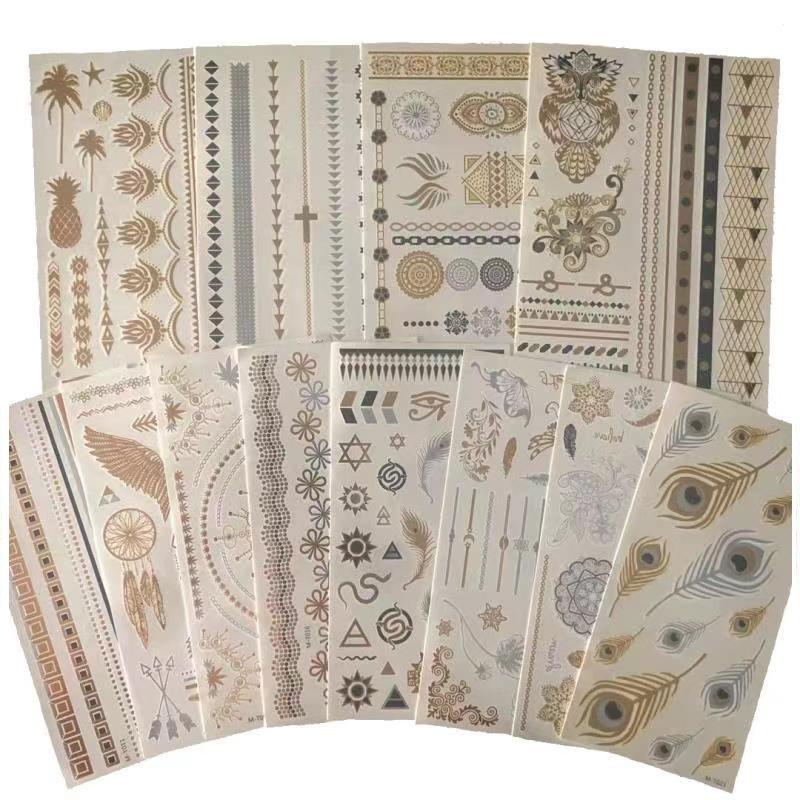 Bronzing Tattoo Sticker Set Gold Silver Yhmtsticker Tattoo Waterproof Sticker