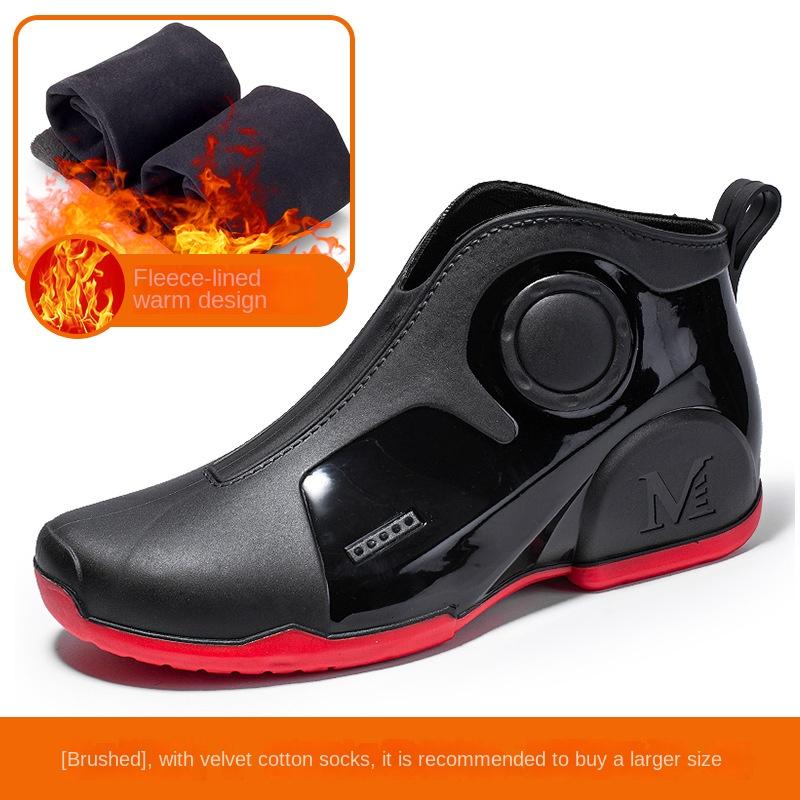 Men's Fashion Ankle Rain Shoes 2024 Winter Outdoor Waterproof Work Shoes Fashion Short Boots Car Washing Rubber Men's Shoes