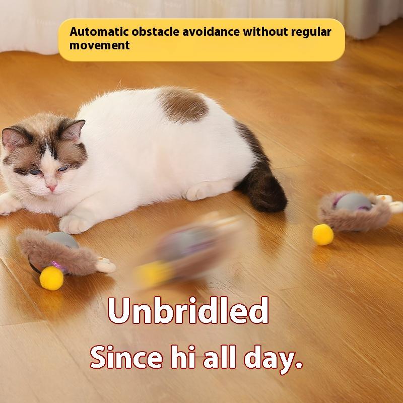 Electric Cat Ball Toys Automatic Rolling Smart Cat Toys Hide and Seek Kitten Toys Pet Cat Dog Toys Rechargeable Smart Pet Interactive Plush Toy