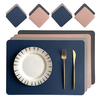 Leather Placemats Waterproof Insulated Table Mats Coaster Set for Household Restaurant Kitchen Dining Table Decor Heat Resistant