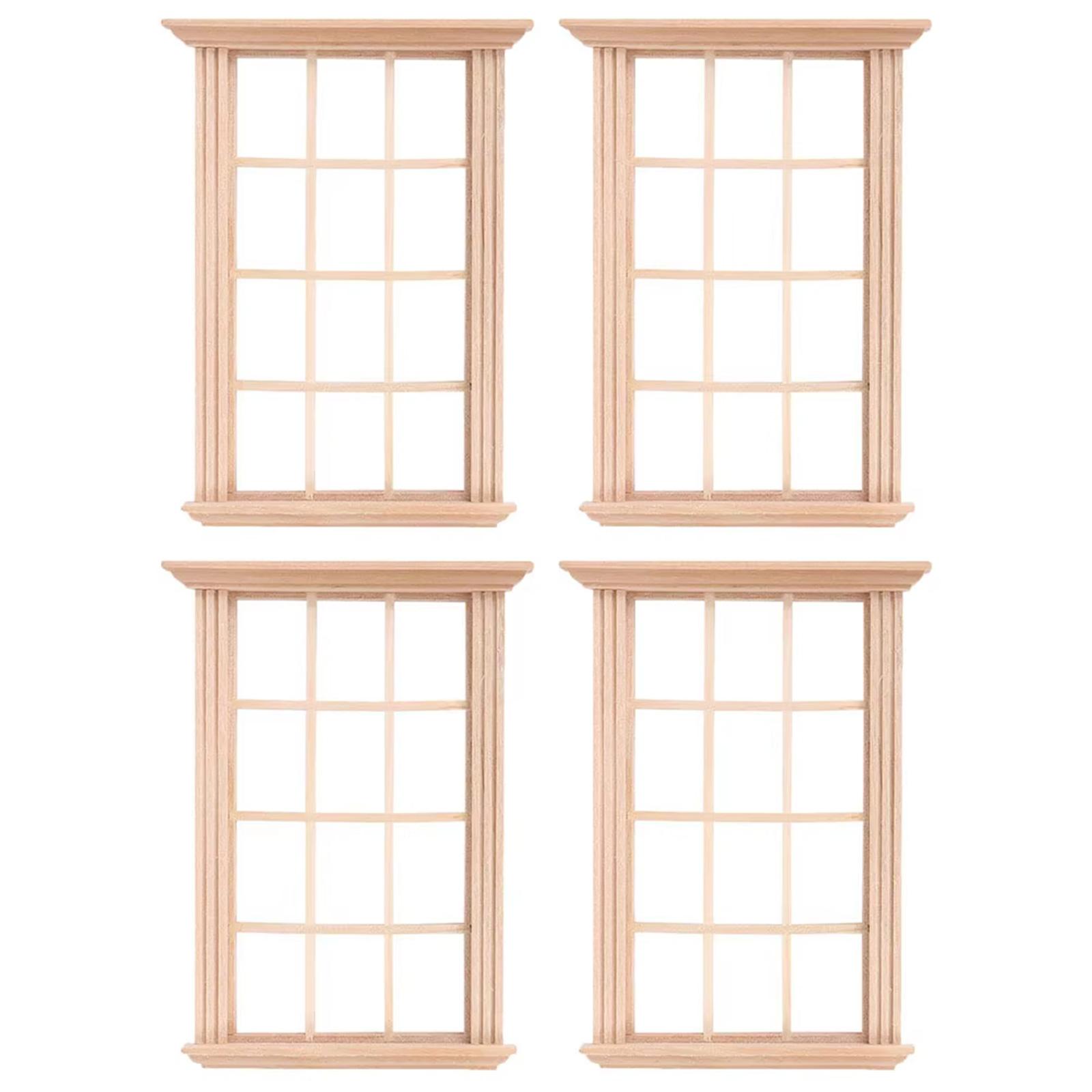 

Многоцелевой кукольный домик 4 шт., миниатюрный, прочный, деревянный, окно, масштаб 1:12, детская модель мебели для украшения дома