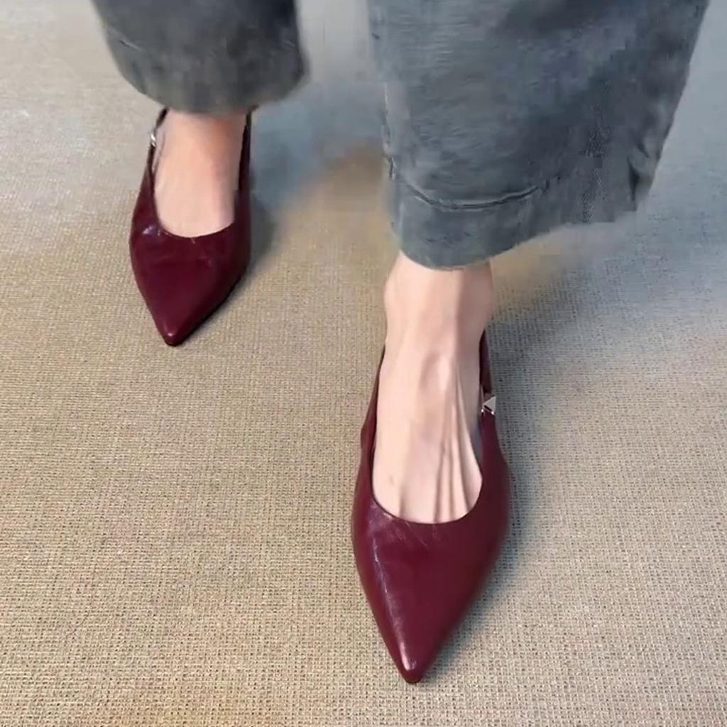 Sheepskin version~ Hollow flat sandals women's summer wear pointed hollow single shoes shallow mouth beautiful high-end shoes