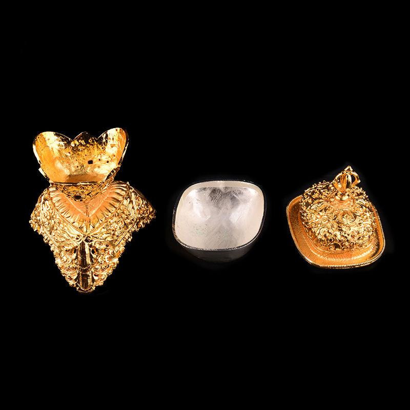 Tibetan Tribute Buddhist Bowl, Golden Tibetan Furnishing, Toba Tantric Alloy Handicraft, Buddhism Collection, Home Gift