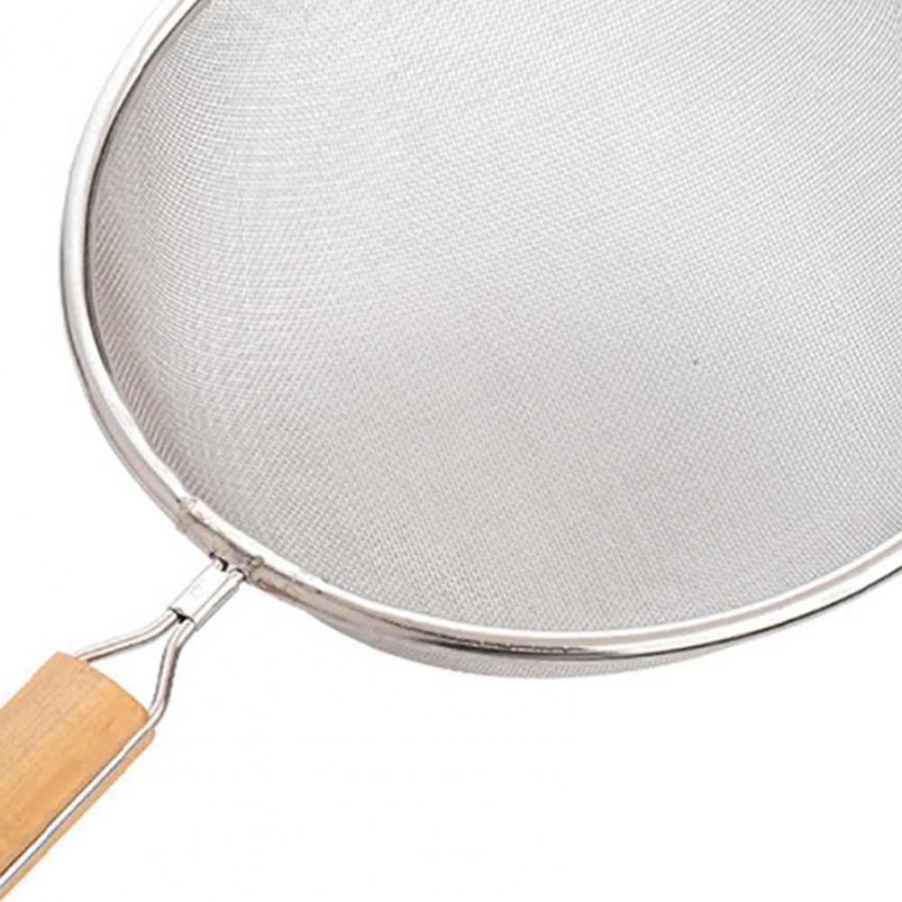 12.5-20cm Muti-Size Filter Stainless Steel Oil Strainer Double Mesh Colander Sieve Sifter Wooden Handle Kitchen Tools For Home