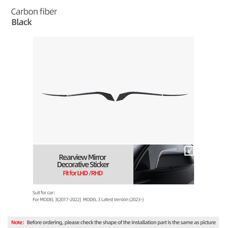For Tesla Model 3 Highland 2026 Model Y Juniper Carbon Fiber Rearview Mirror Decoration Strip Protect Sticker Car Accessories