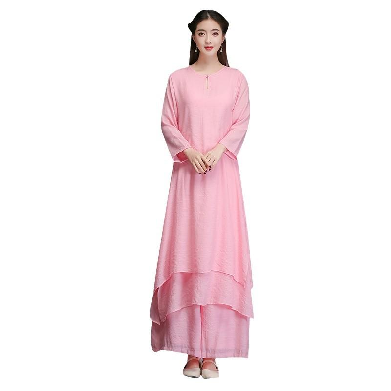 Spring/Summer Fairy Zen Suit: Women's Chinese-Style Cotton Linen Tai Chi & Dance Set