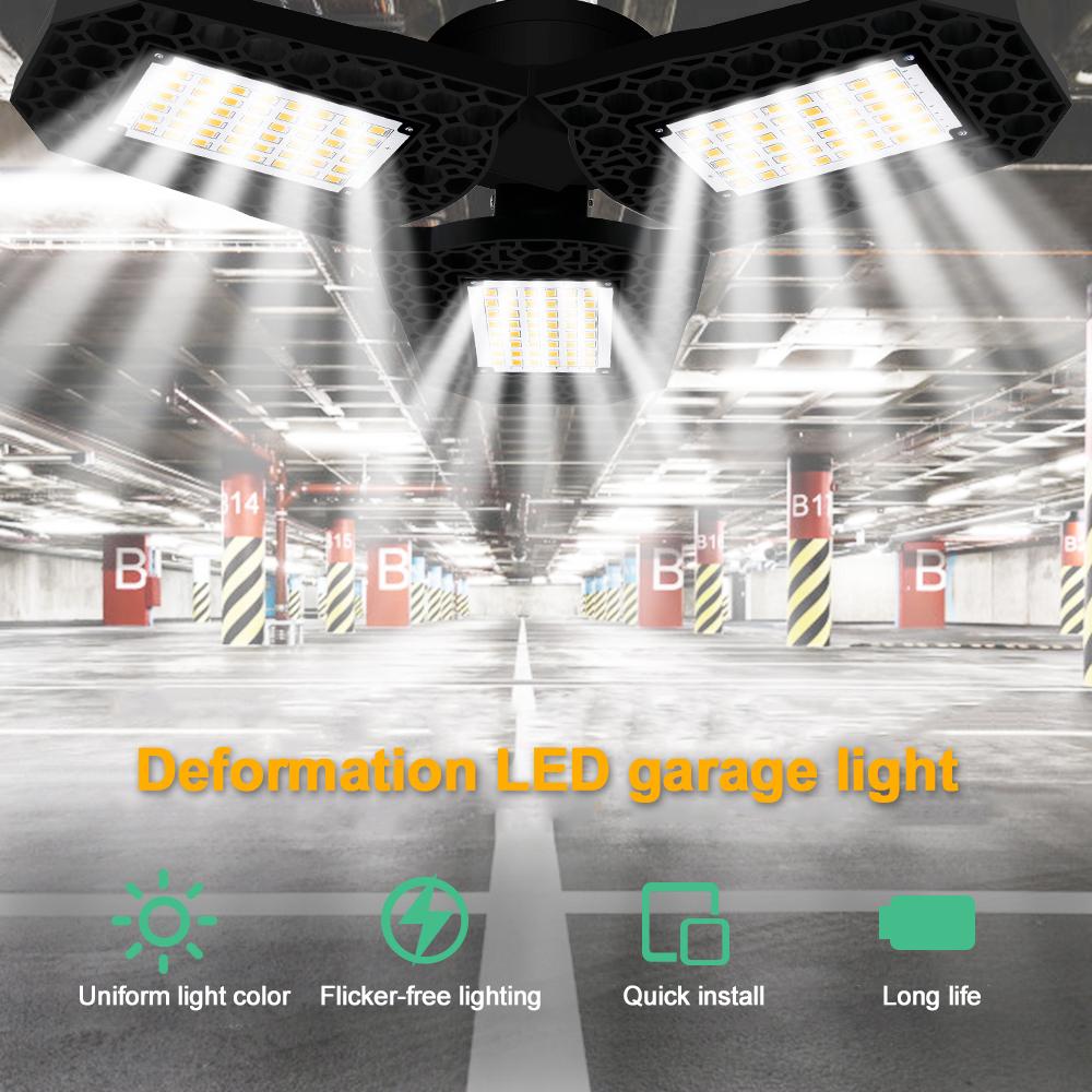 Deformable Bulb 3 Panels 40/60/80w Workshop Lighting Industrial Lighting For Garage Warehouse Emergency Hot Ceiling Light Newest