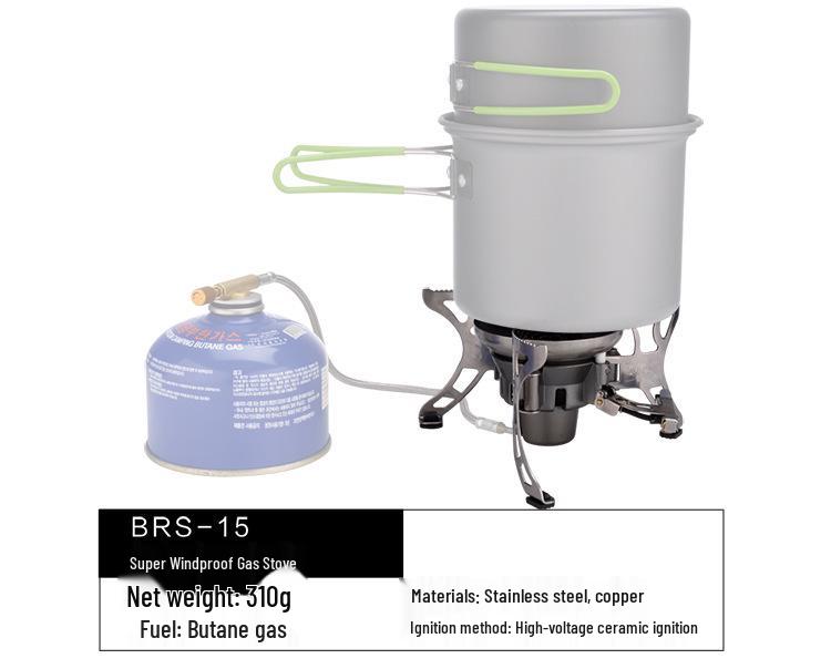 BRS-T15A High-Pressure Windproof Camping Stove Set with Ceramic Ignition