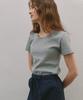 LAMINEZ Oval Neck Short Sleeve T-Shirt - Gray