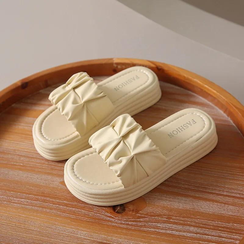 

Летние тапочки с круглым носком, плоские, однотонные, модные, на толстой подошве, платформа, удобные тапочки, Zapatos De Mujer, повседневные шлепанцы, люкс 40 жёлтый