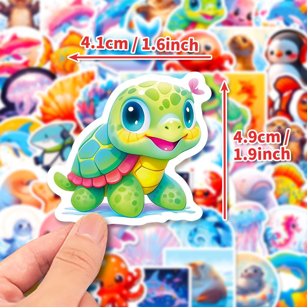 50 Cartoon Marine Animal Stickers TEMU New Product Cute Shark Cartoon Marine 3D Animal Stickers