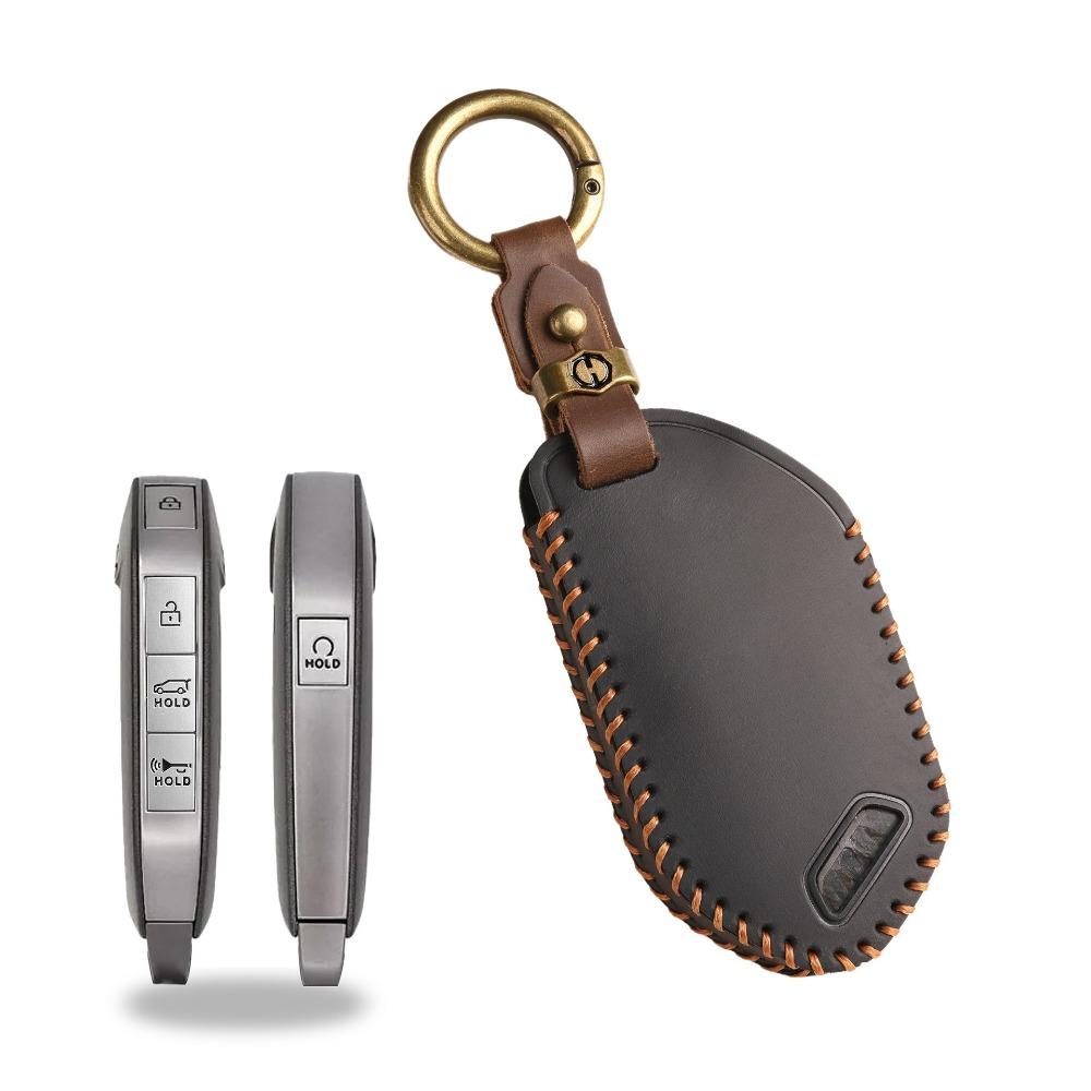 Genuine Leather Key Cover for KIA 2024 Model Car Keys Protective Case Keychain Accessories