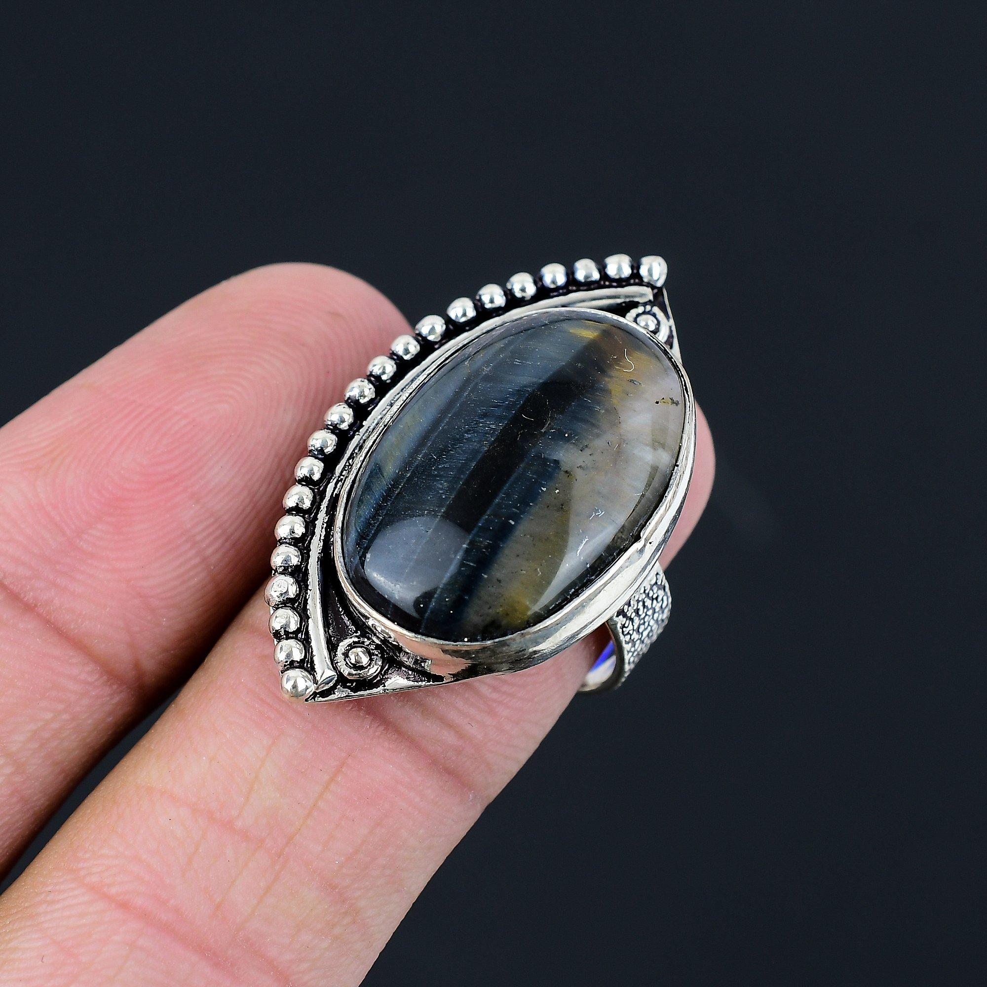 

Gift For Her 925 Silver Natural Nellite Gemstone Statement Ring Size 7.5 7.5