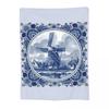 Niederländisch Blau Delft Vintage Windmühle Decke Weich Warm Flanell Überwurf Decke Tagesdecke für Bett Wohnzimmer Picknick Reisen Zuhause Couch