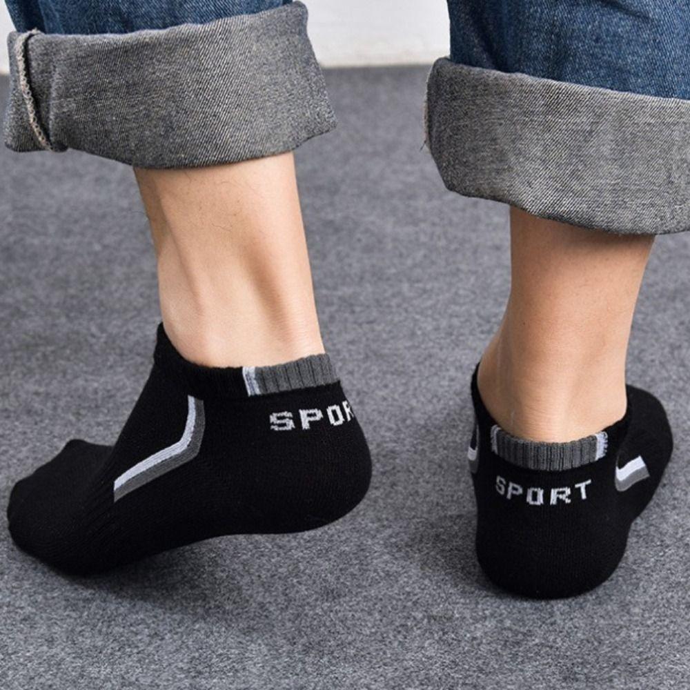 5 Paires Chaussettes Mi-mollet Homme Lettres Antidérapantes Sport Cheville Mode Chaussettes Tube Homme Femme