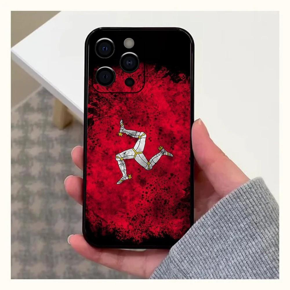 Isle of Man Coat of Arms Phone Case For Apple iPhone 15,14,13,12,11,Pro,X,XS,Max,XR,Plus,Mini Soft Black Cover