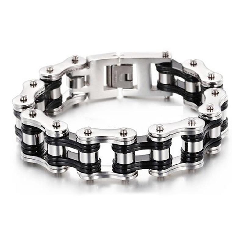Punk Pulseiras e Braceletes Laranja de Bicicleta para Homem Preto Corrente de Motocicleta Pulseira Homem Mulher Aço Inoxidável Joias de Pulso Biker