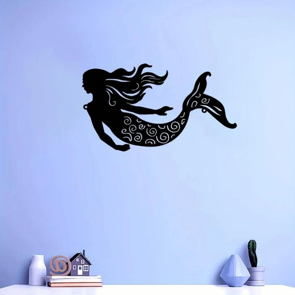 Mermaid Metal Wall Art 11.81x6.69 Inch Rustic Iron Decor for Patio Garden Home Housewarming