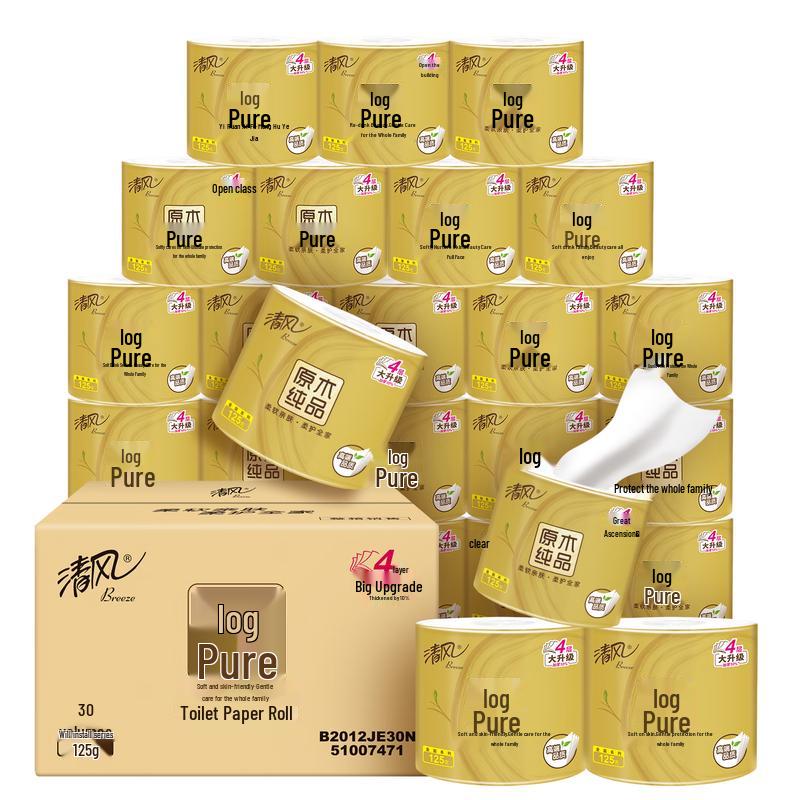 Qingfeng 4-Ply Unscented Toilet Paper Rolls