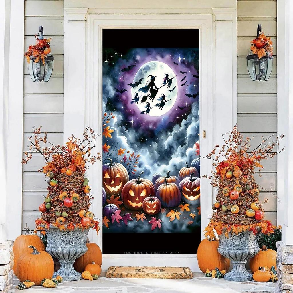 Halloween Pattern Stretch Carpet Fabric Door Cover - Easy Installation
