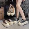 [Fanfna] Thick Baseplate Shoes Women's 2025 Autumn New Fashionable Versatile Round Head Lace-up Light Casual Board Shoes Tide
