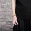 Engravable Gold Men's Stainless Steel Bracelet - European & American Minimalist Hip-Hop Style