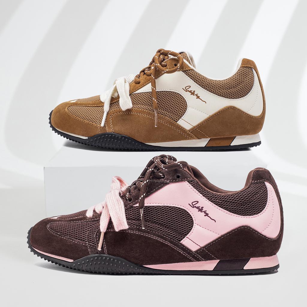 Autumn German training shoes women's retro color matching inner height increase casual shoes mesh breathable shoes versatile small sports shoes