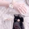 Lolita Mesh Bow Flower Lace Gloves Black White Lace Gloves Lolita Lace Sleeves Cosplay Jewelry