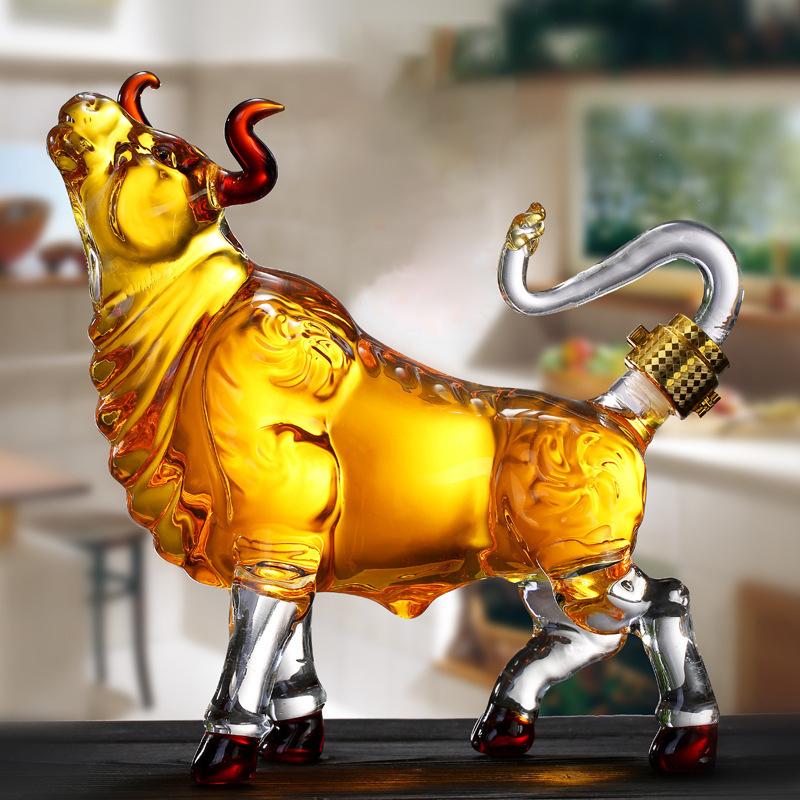 1000ml Sklenice pro dobytek Láhev na víno Ovocná šťáva Whisky Borosilikát Zvířecí umění a řemesla Ozdoba Dekorace pro bar Dárek