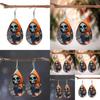 Halloween Themed Hooded Jacket Skull Pattern Droplet Shaped Acrylic Earrings For Trendy Casual Wear