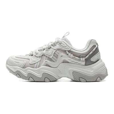 LiNing Cat Paw Lite 2 Classic Versatile Retro Thick Sole Increased Height Non-Slip Wear-Resistant Low-Top Dad Shoes Women Sneakers White AGCV030-3