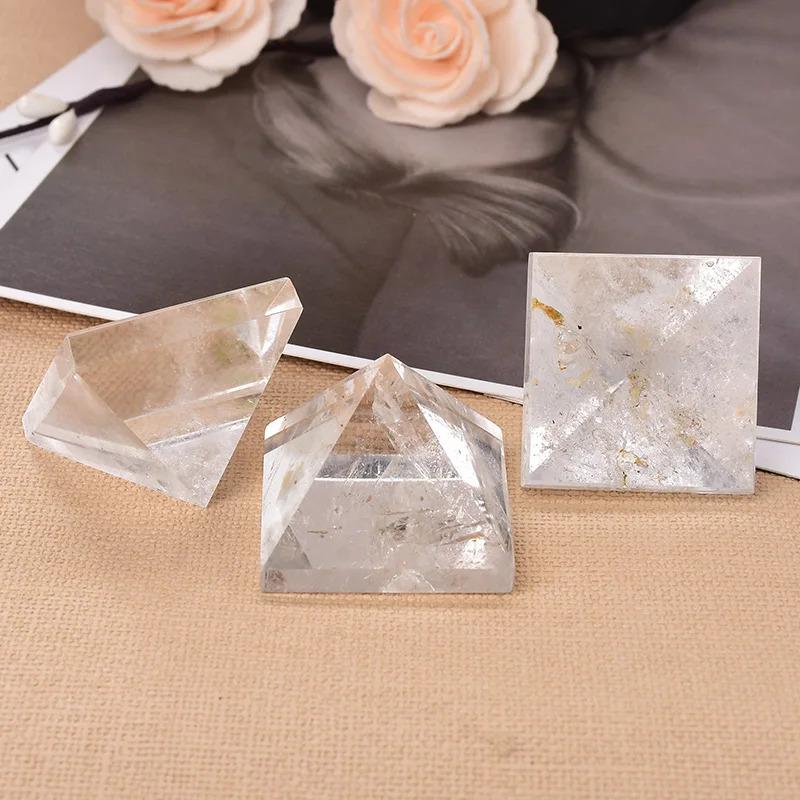 Natural Crystal Quartz Transparent Pyramid, Healing Gemstone, Crystal Column Tower, Home Decorative Item, Meditation Supplies