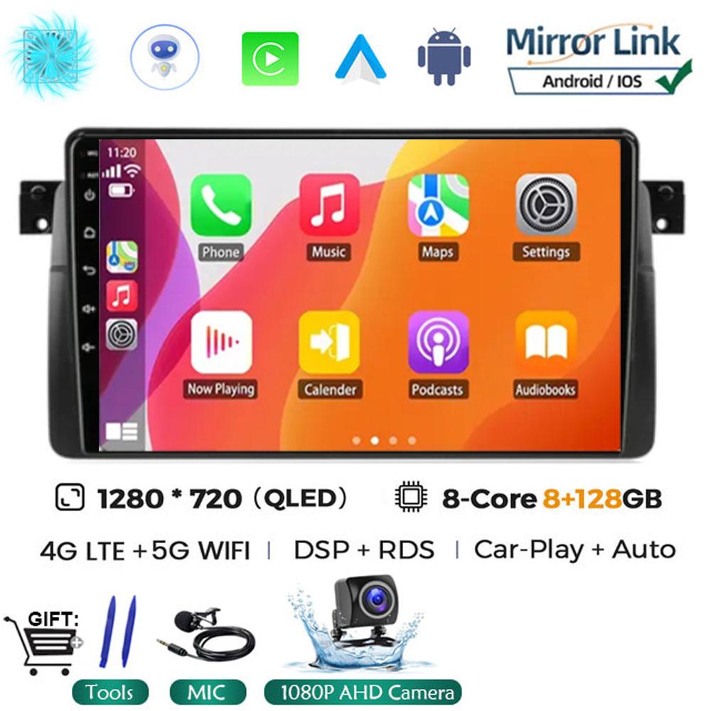 Android 14 Carplay WIFI+4G For BMW E46 M3 1998-2006  Car Radio Multimedia Video Playor Stereo GPS DPS Head Unit 360 Camera BT