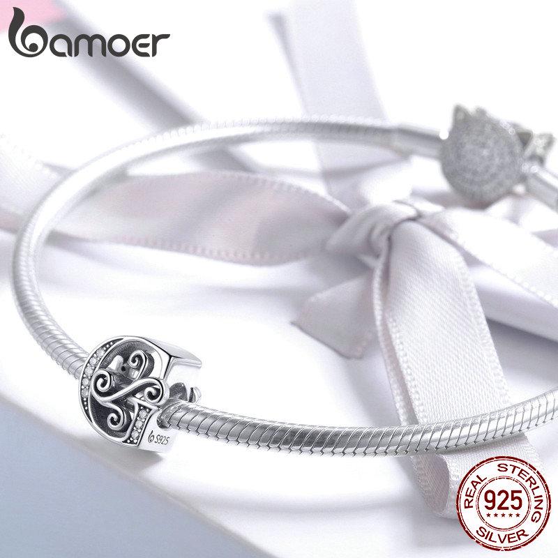 Bamoer Ekte 925 Sterling Sølv Bokstaven G Alfabet Perler Anheng Passer Charm Armbånd & Armringer DIY