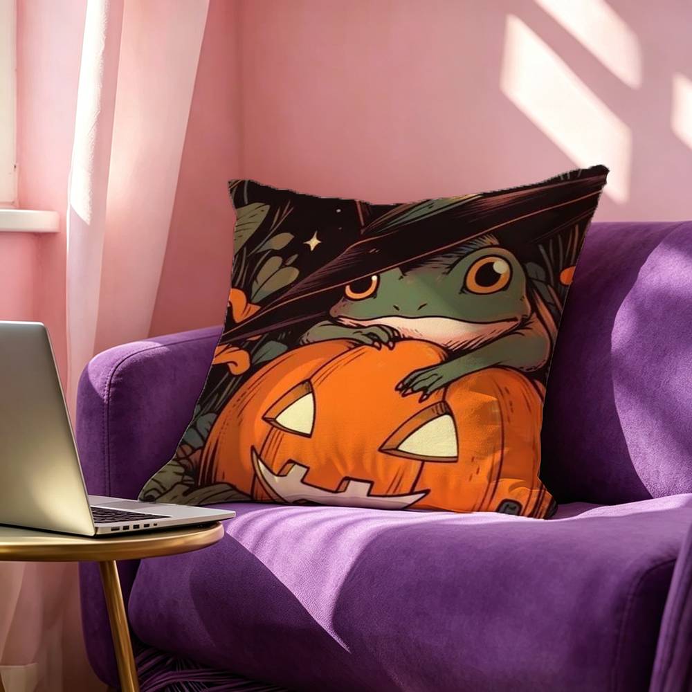 Autumu Mushroom Frog Pillow Case Square DoubleSided Sofa Cushion Cover Bedroom Bedside Pillow