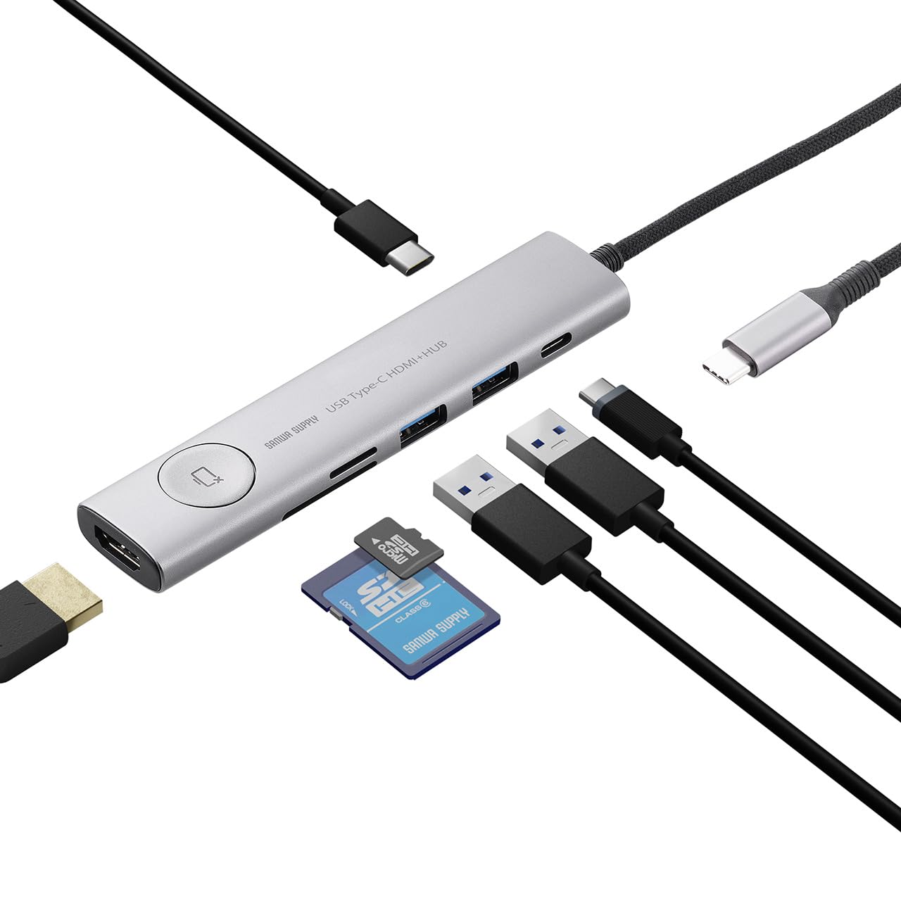 

Док-станция Sanwa Direct Удобна для ввода HDMI 4K x 1 x 2 x 2 Совместима с PD 100 Вт 7-в-1 Type-C [Переключатель ВКЛ/ВЫКЛ экрана] пароли и т.д.! /