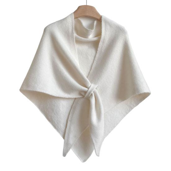 Women Shawl Wraps Solid Color Winter Neck Warm Knitted Cardigan Cape Imitation Wool Cashmere Shoulder Poncho Coat Shawl Scarf