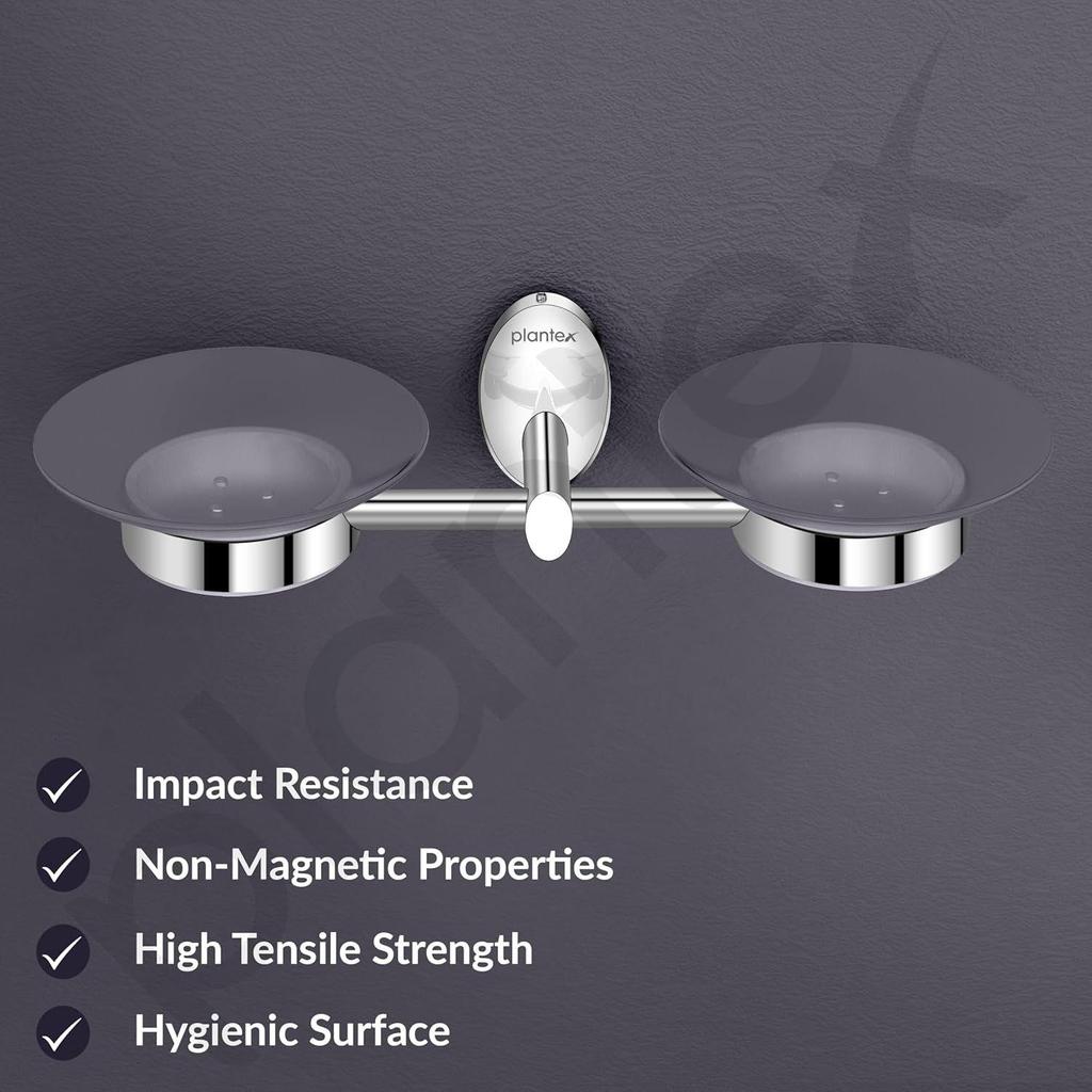 Stainless Steel Twin Soap Holder for Bathroom and Wash Basin/Soap Dish/Soap Holder/Bathroom Accessories - Oreva (Chrome)