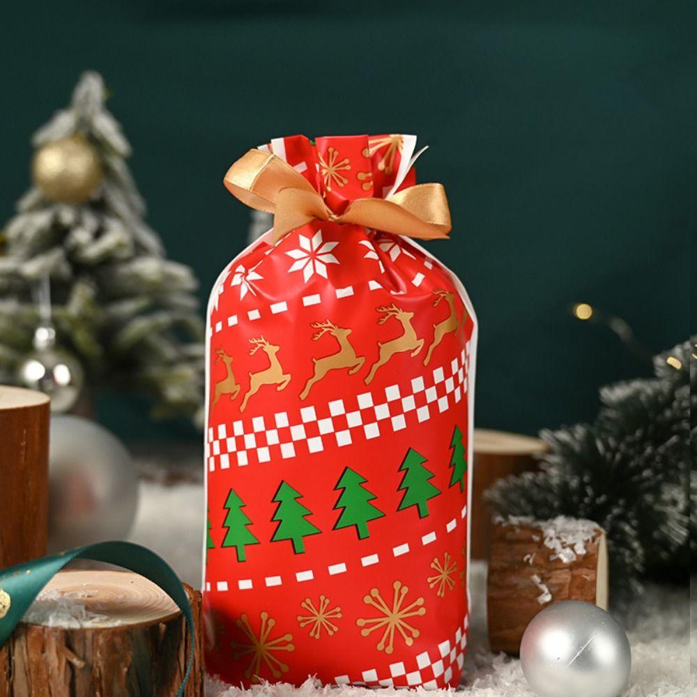 50PCS Gifts Box Merry Christmas Xmas Candy Bags Snowmen Snowflakes Biscuit Bags Santa Claus Candy Treat Bag Christmas