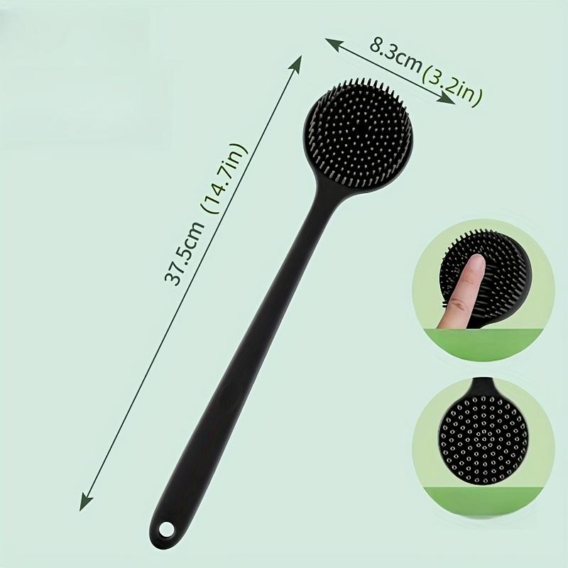 Silicone Double-Sided Exfoliating & Massaging Shower Brush - Extended Handle Back Scrubber for Deep Cleansing, Rich Lather, Body & Hair Care