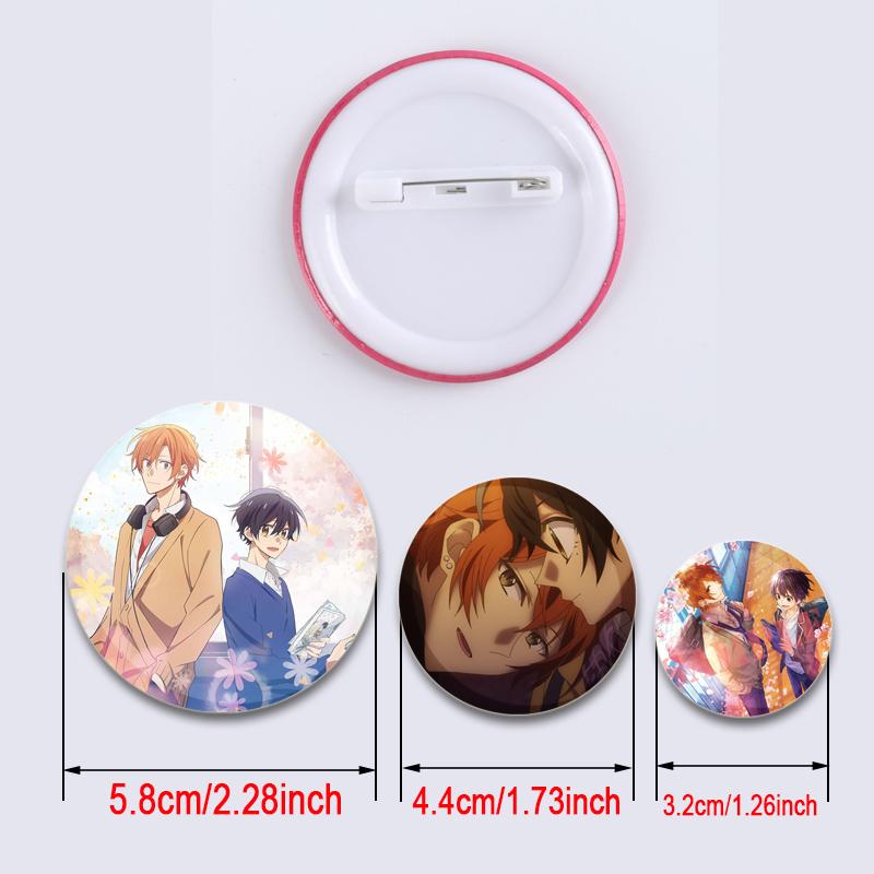 32/44/58mm Round Anime SASAKI and MIYANO Enamel Pins Handmade Brooch Cartoon Cosplay Badge On Backpack Jewelry Accessories Gifts