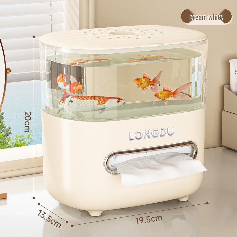 Eco-Friendly Multifunctional Tissue Box with Desktop Fish Tank for Home or Office