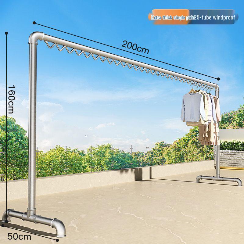 Windproof Outdoor Galvanized Steel Clothes Drying Rack with Thickened Pipes for Balcony
