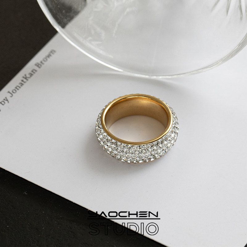 European and American Street Style Full Diamond Ring, Niche Design, Hip-Hop Fashion, Unique Single Finger Ring, Hand Jewelry