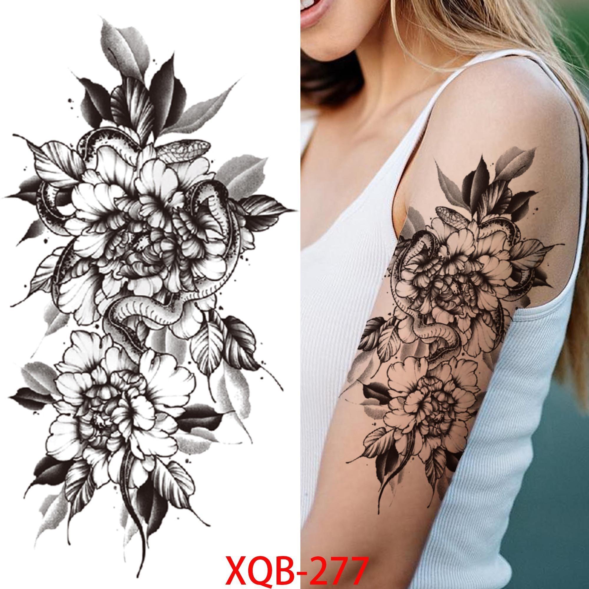 

1 шт. 210*114 мм. Сексуальний дизайн квіткових візерунків. Тимчасові татуювання з чорною трояндою для жінок. Водонепроникні підроблені татуювання для рук. Боді-арт. Рукав. Наклейка на тіло. XQB-277