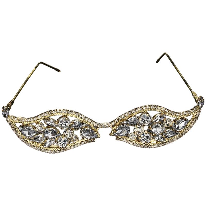 

Rhinestones Eyewears Frame Crystal Face Glasses Decorative Frame Face Jewelry Dance Prom Face Decors Women Party Frame