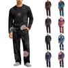 Men's Halloween Pajama Set Long Sleeve Long Pants with Crotch Buttons and Elastic Drawstring Waist